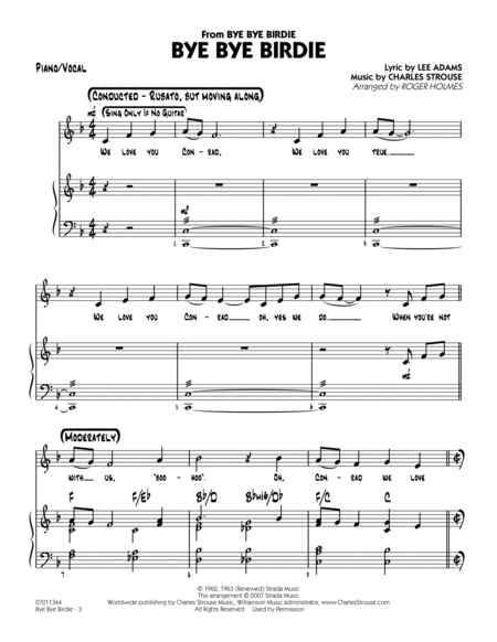 Bye Bye Birdie (w/ opt. Vocal) - Piano/Vocal Solo