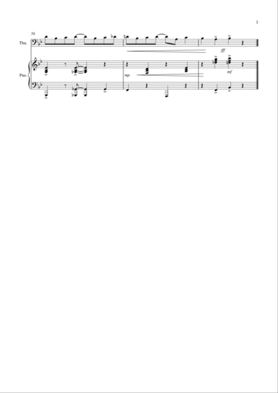 The Entertainer for Trombone and Piano Piano scores gallery preview page 3