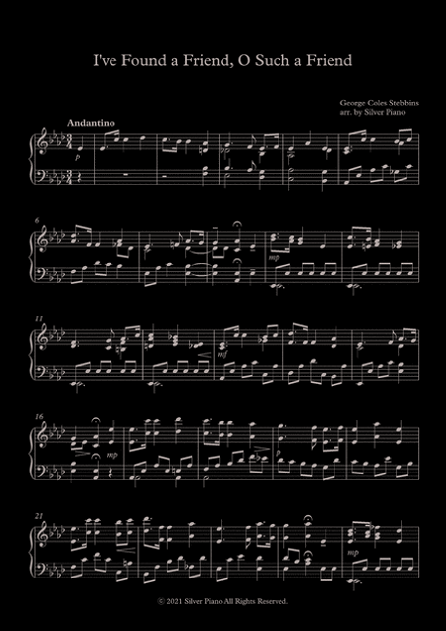 I've Found a Friend, O Such a Friend (PIANO HYMN) Easy Piano scores gallery preview page 2