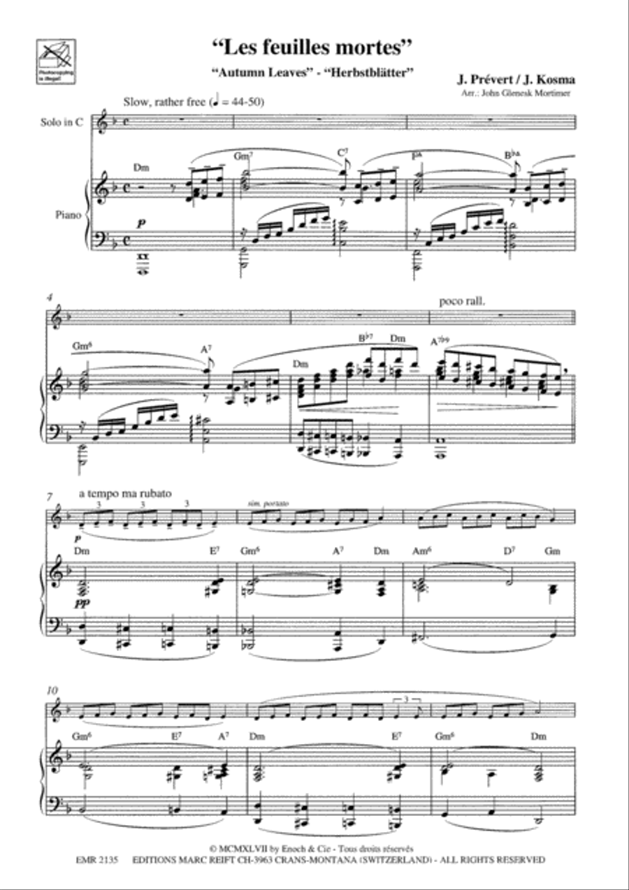 Les Feuilles Mortes Alto Saxophone scores gallery preview page 8