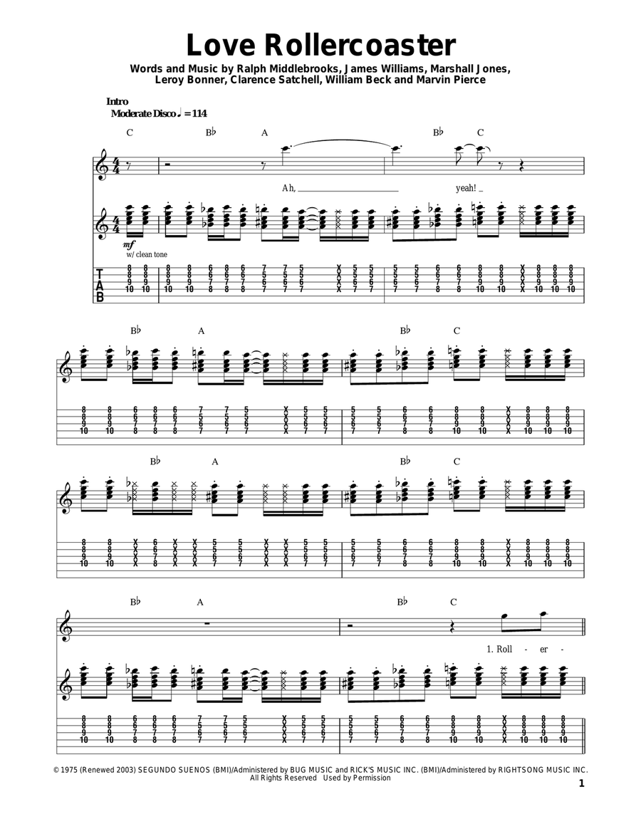 Love Rollercoaster Love Rollercoaster Acoustic Guitar scores gallery preview page 1