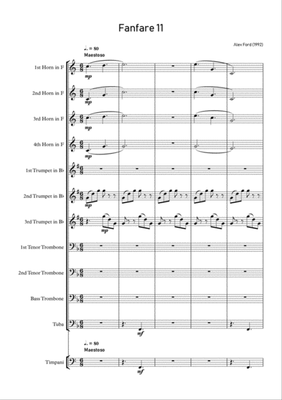 Fanfare 11 for Symphonic Brass Ensemble Brass Ensemble scores gallery preview page 2