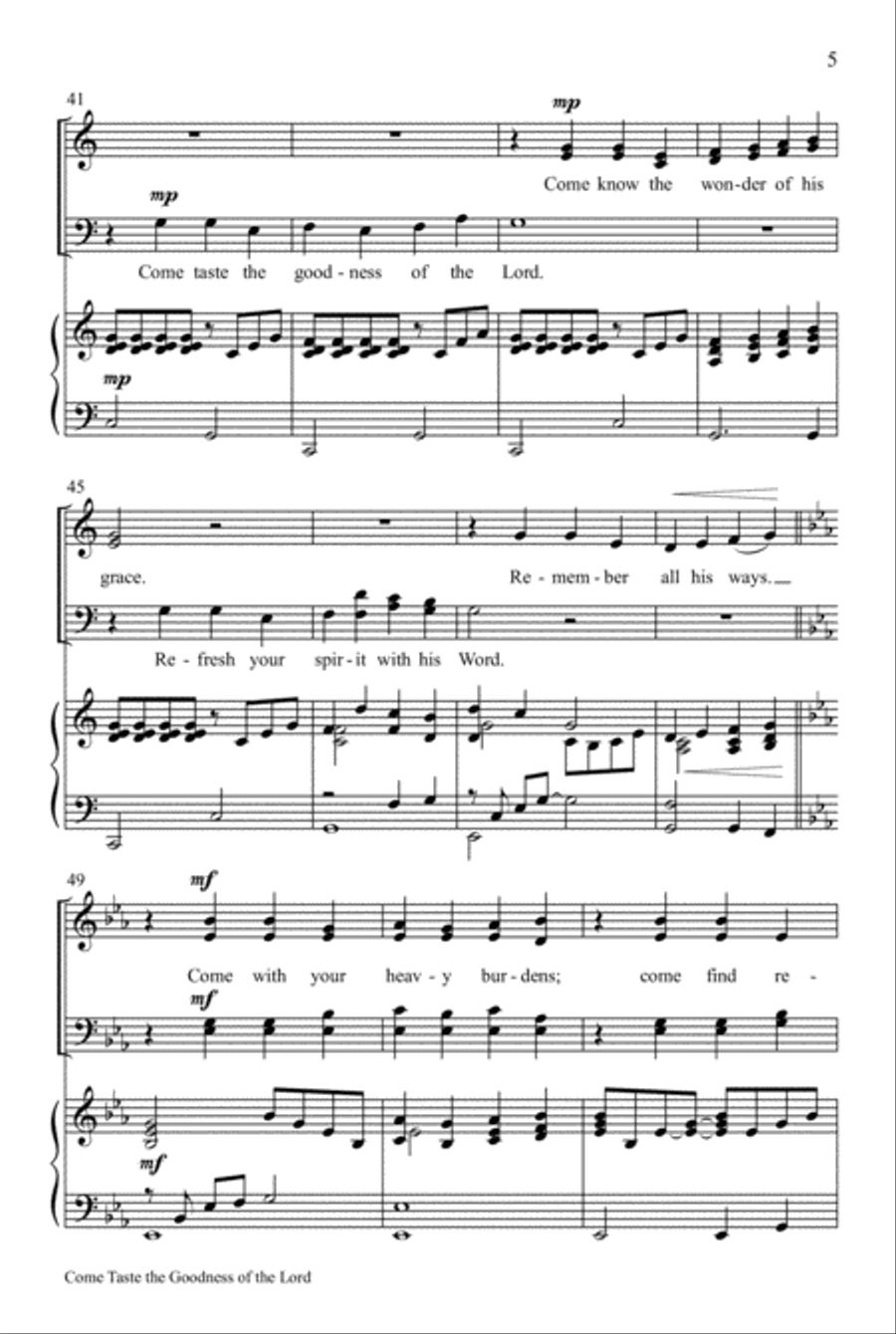 Come Taste the Goodness of the Lord 4-Part scores gallery preview page 6
