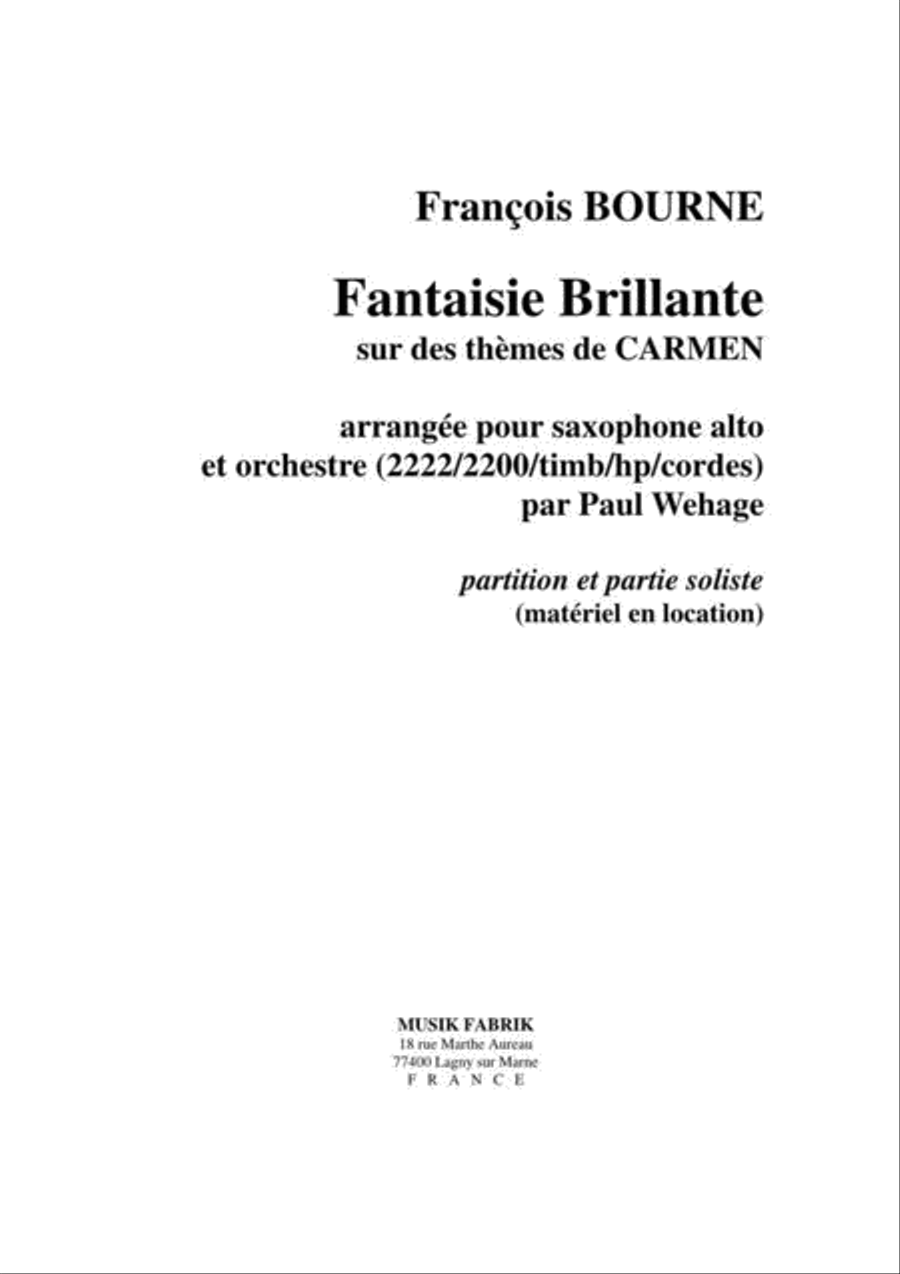 Carmen Fantasy, for alto saxophone and orch. Alto Saxophone scores gallery preview page 1
