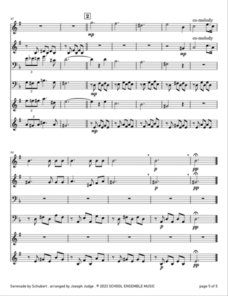 Serenade by Schubert for Brass Quartet in Schools Brass Quartet scores gallery preview page 5