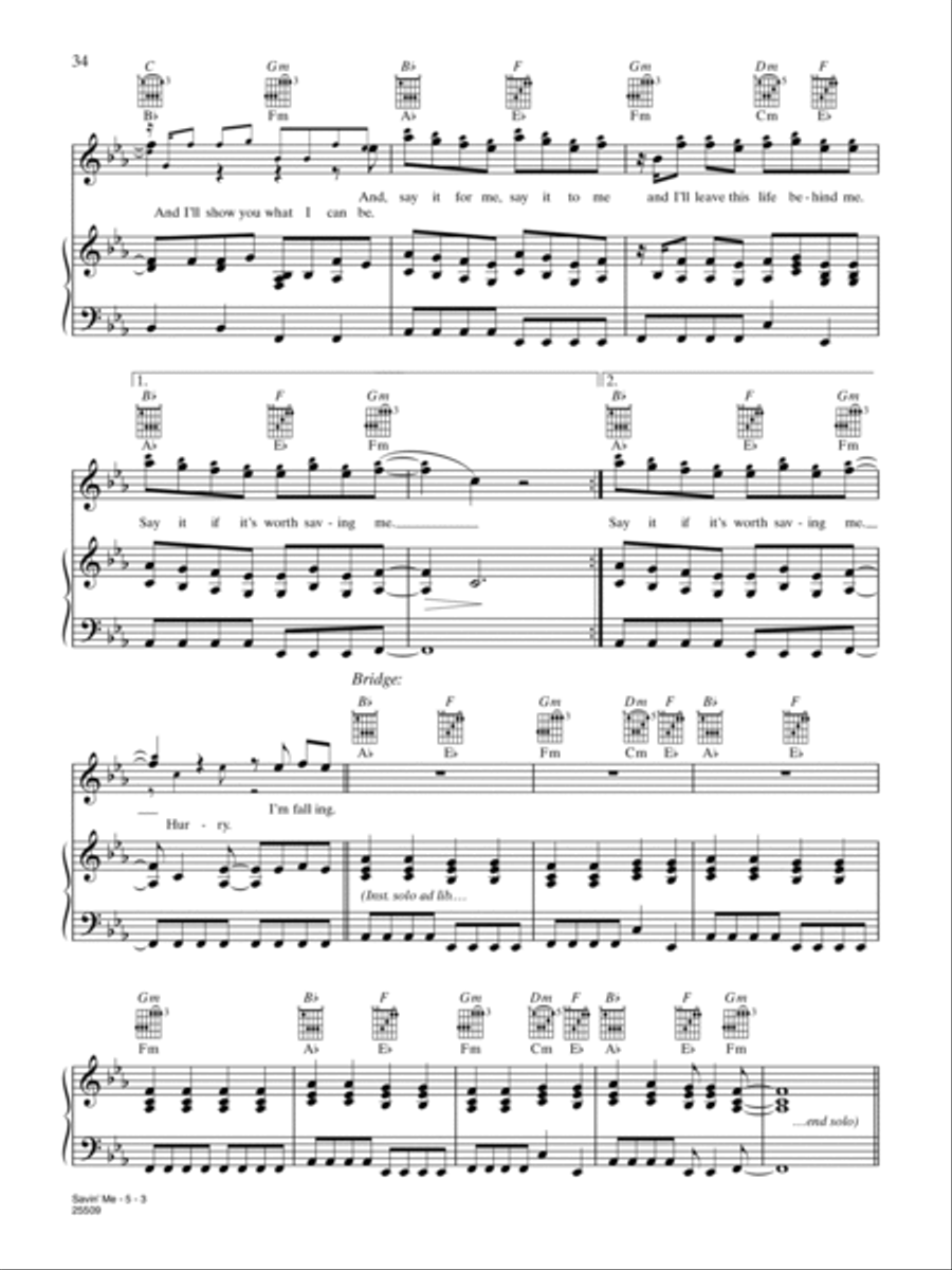 Savin' Me Piano, Vocal, Guitar scores gallery preview page 3