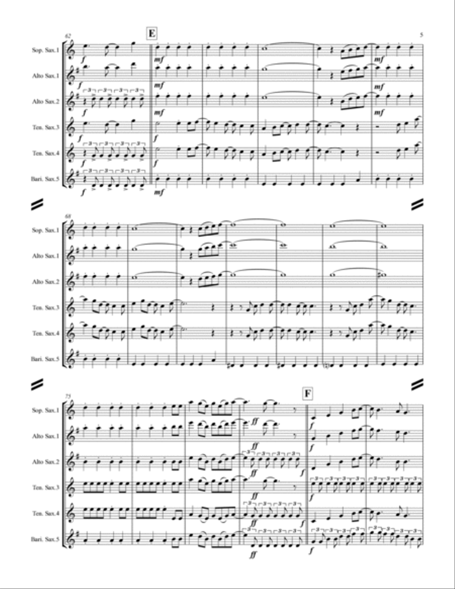 All I Want For Christmas Is You Saxophone Quintet scores gallery preview page 6