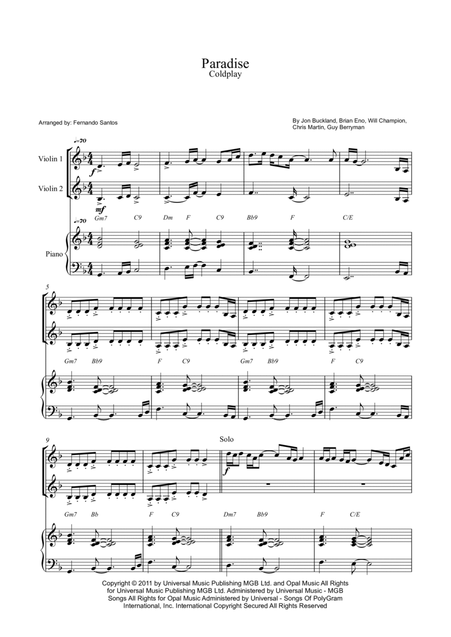 Paradise String Duet scores gallery preview page 1