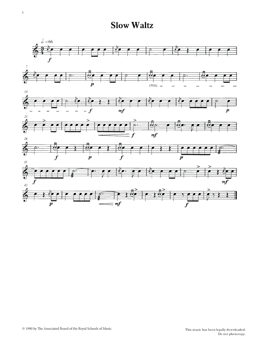 Slow Waltz from Graded Music for Snare Drum, Book II Percussion scores gallery preview page 1