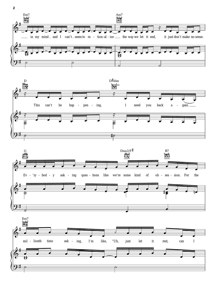 Last Kiss Piano, Vocal, Guitar scores gallery preview page 2