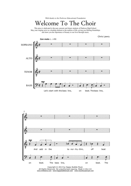 Welcome to the Choir - SATB Choir Score image number null