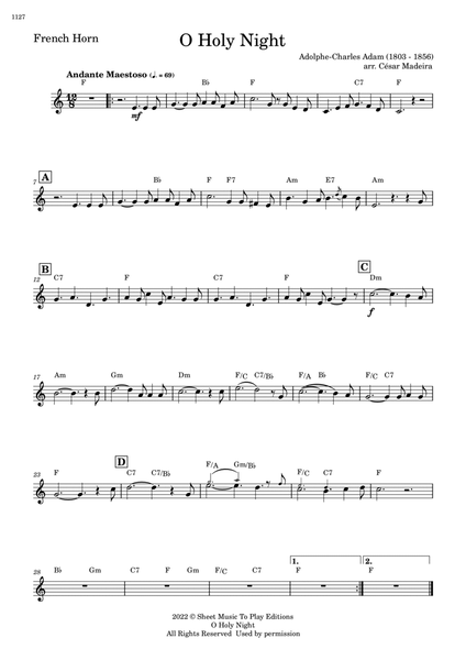 O Holy Night - French Horn Solo - W/Chords image number null