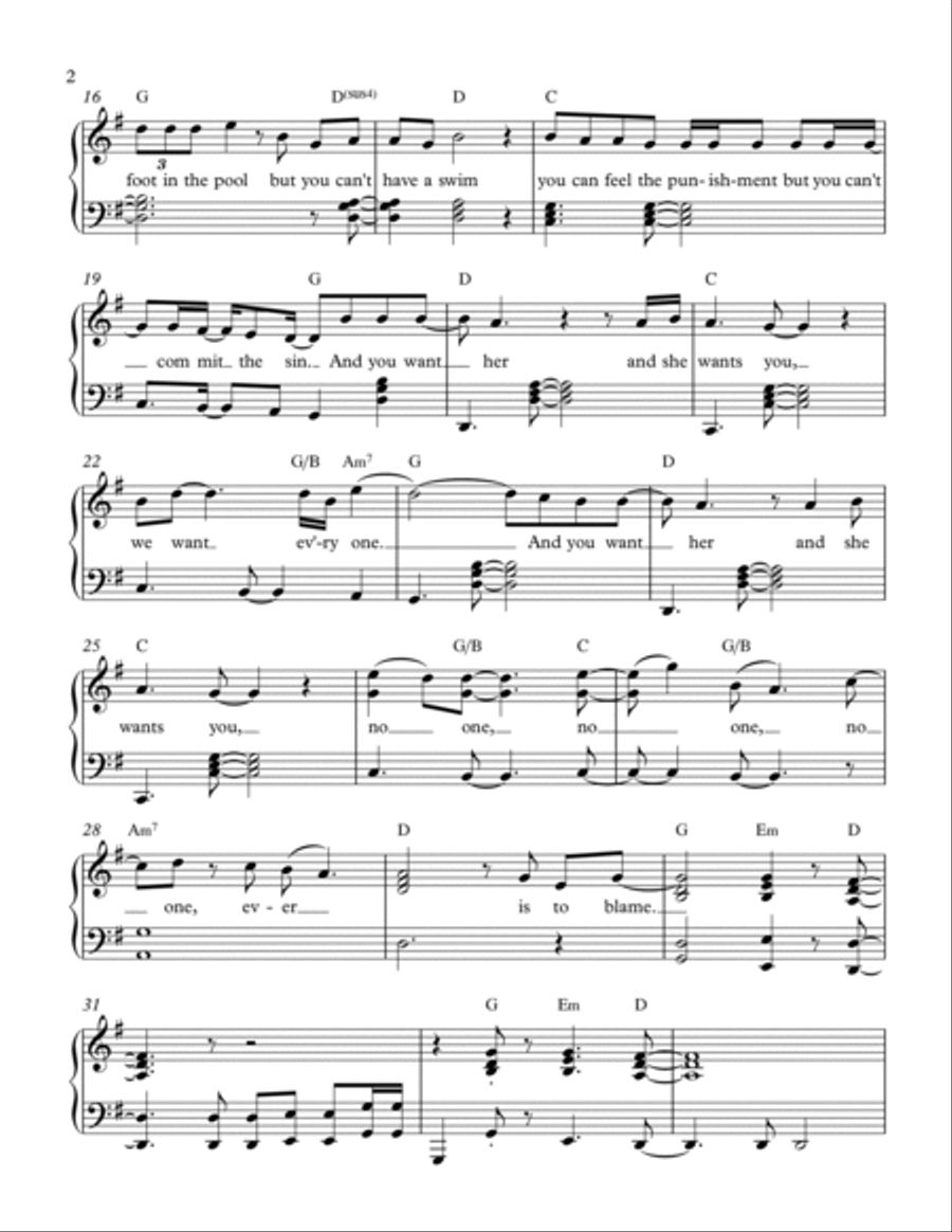 No One Is To Blame Piano Solo scores gallery preview page 2