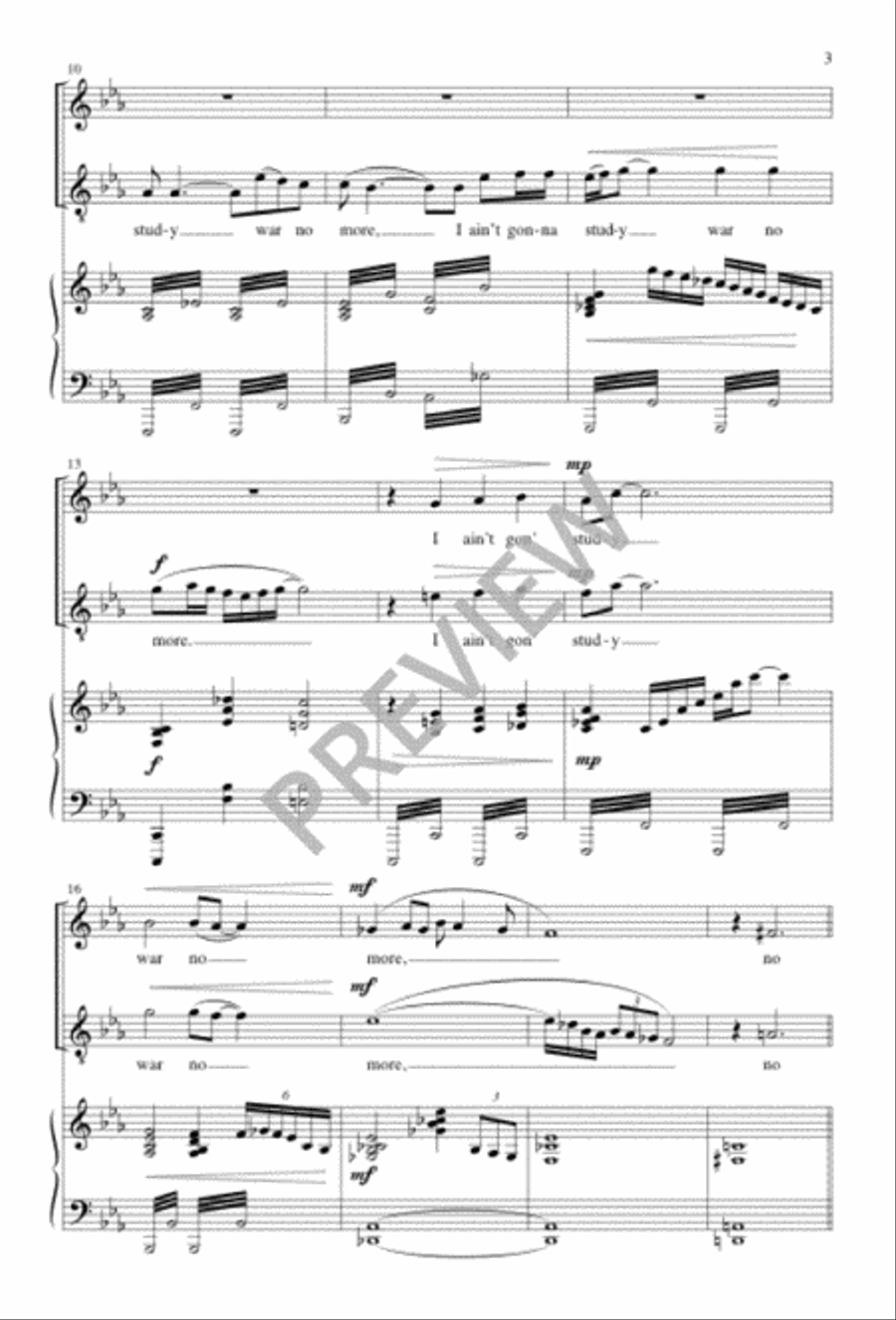 Study War No More Study War No More 4-Part scores gallery preview page 3