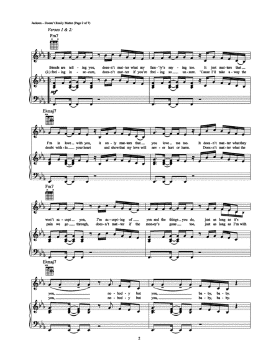 Doesn't Really Matter Piano, Vocal, Guitar scores gallery preview page 2