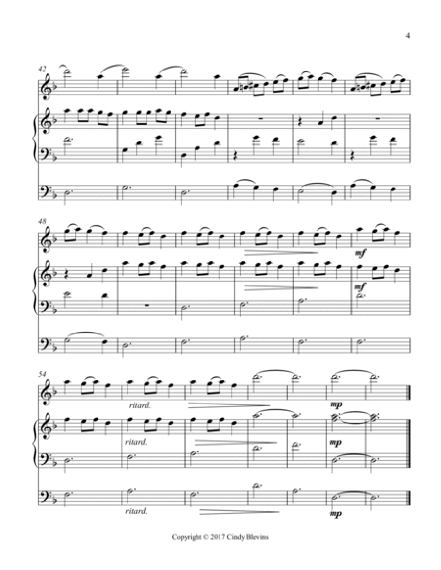 Carol of the Bells, for Piano, Flute and Cello Flute scores gallery preview page 5
