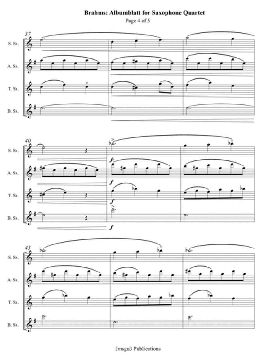 Brahms: Albumblatt for Saxophone Quartet image number null