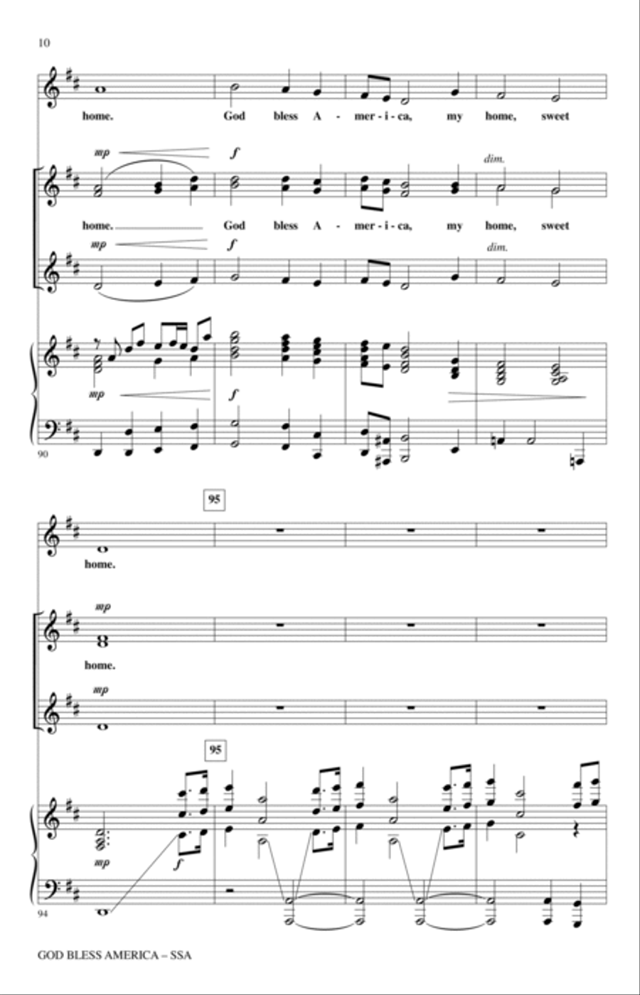God Bless America (arr. Bruce Healey) SSA scores gallery preview page 9