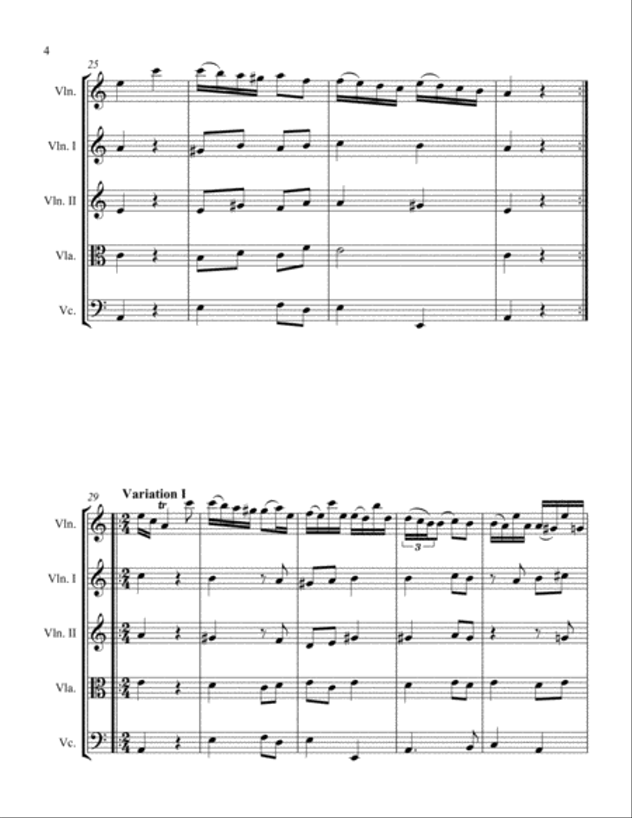 Sonata in A Minor for Violin and String Quartet III. Vivace String Quartet scores gallery preview page 4