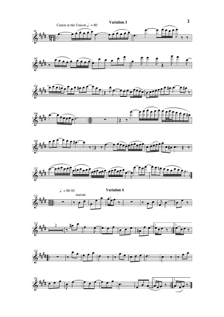 Johann Sebastian Bach/Wehage Goldberg Variations, BWV 988, arranged for SATB saxophone Quartet, alto Saxophone Quartet scores gallery preview page 3