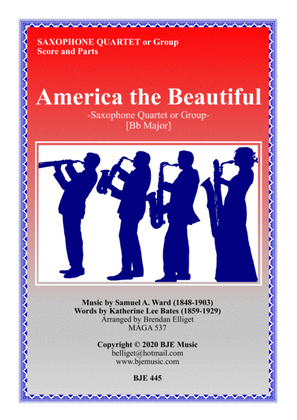 Book cover for America the Beautiful - Saxophone Quartet or Group Score and Parts PDF