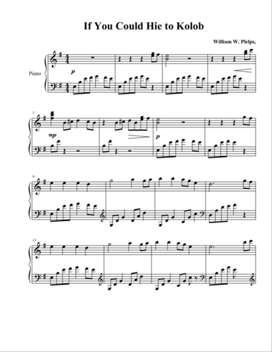 If You Could Hie to Kolob Piano Solo scores gallery preview page 1