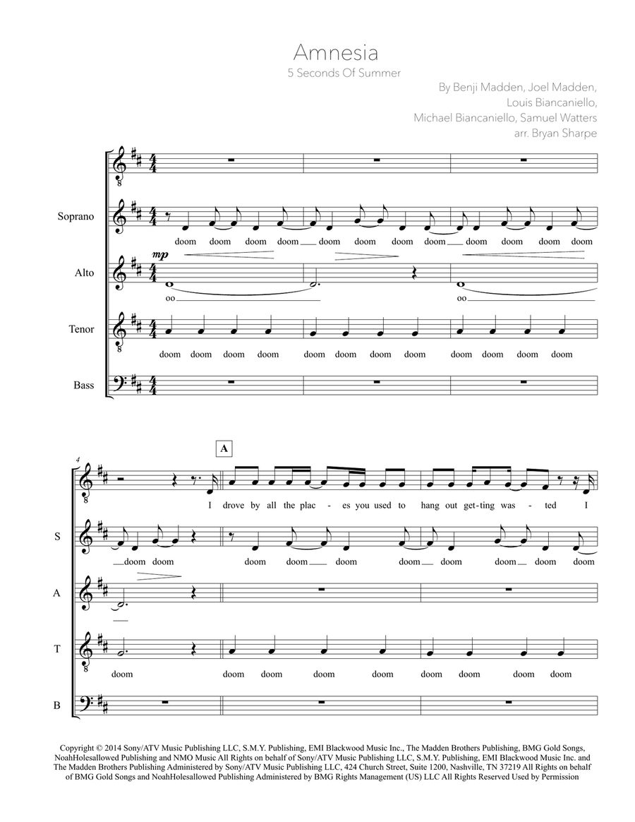 Amnesia 4-Part scores gallery preview page 1