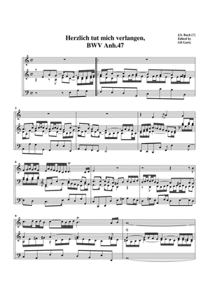 Herzlich tut mich verlangen, BWV Anh. 47 for organ