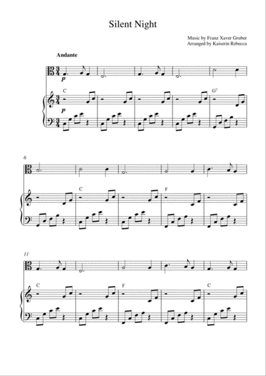 Silent Night Viola scores gallery preview page 1