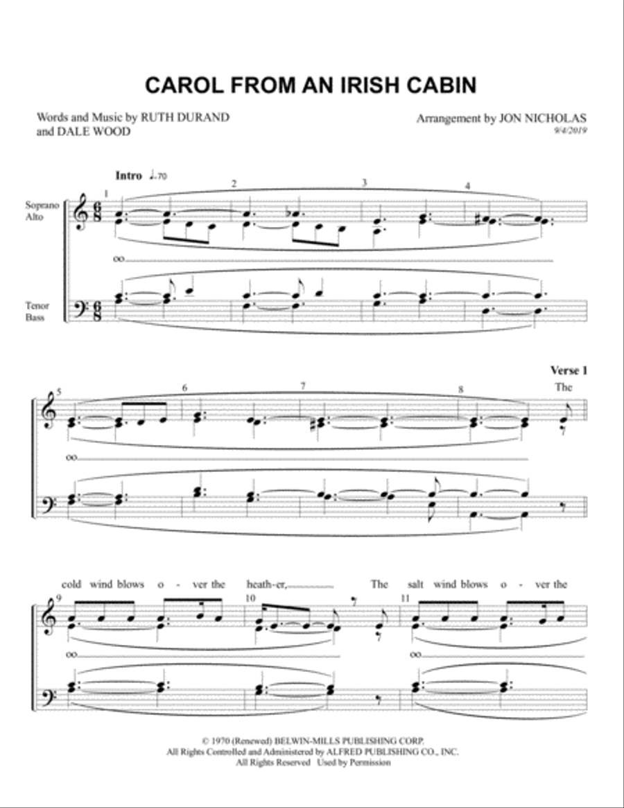 Carol From An Irish Cabin 4-Part scores gallery preview page 1
