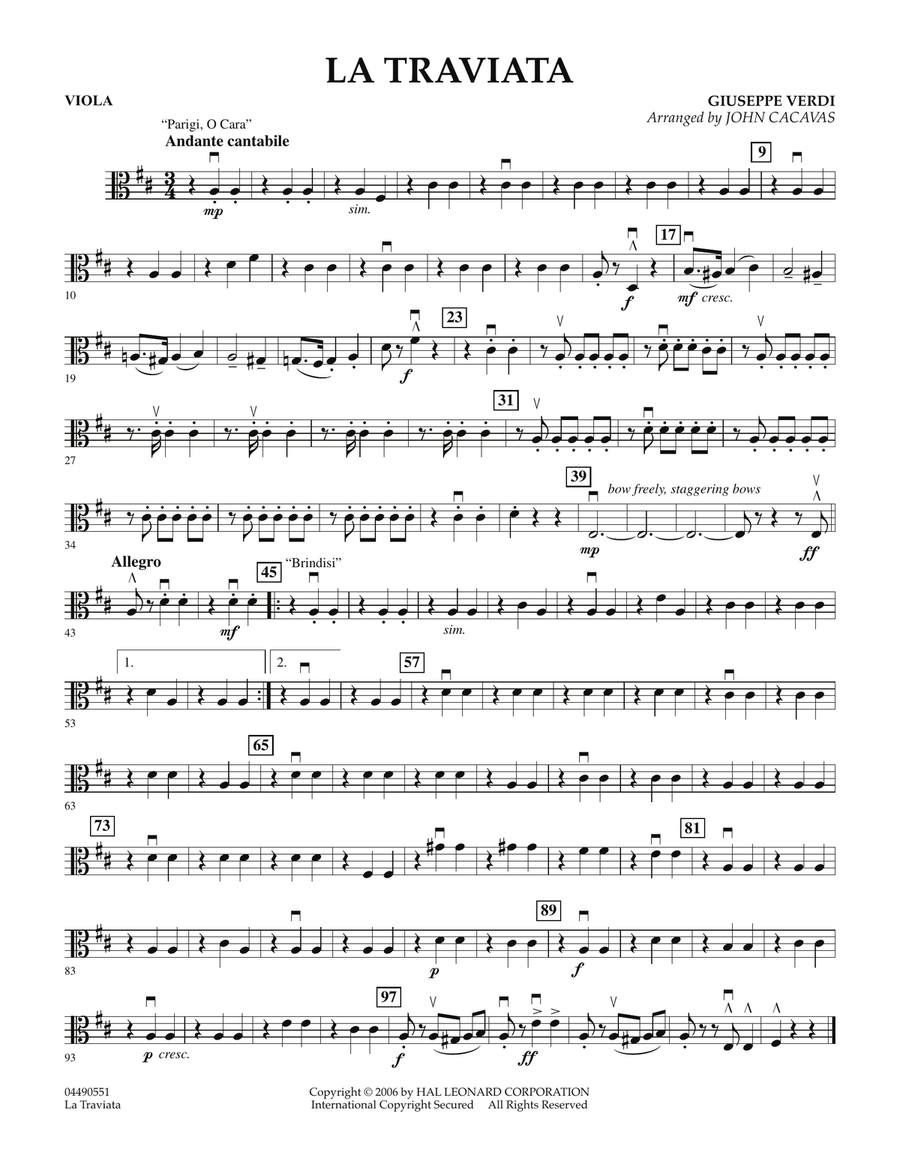 La Traviata - Viola La Traviata - Viola Orchestra scores gallery preview page 1