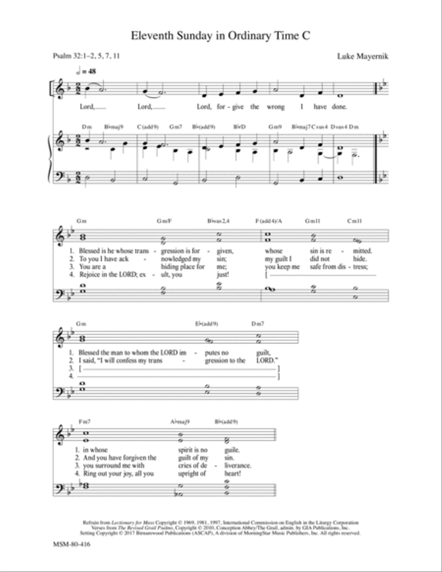 Eleventh Sunday in Ordinary Time C 4-Part scores gallery preview page 1