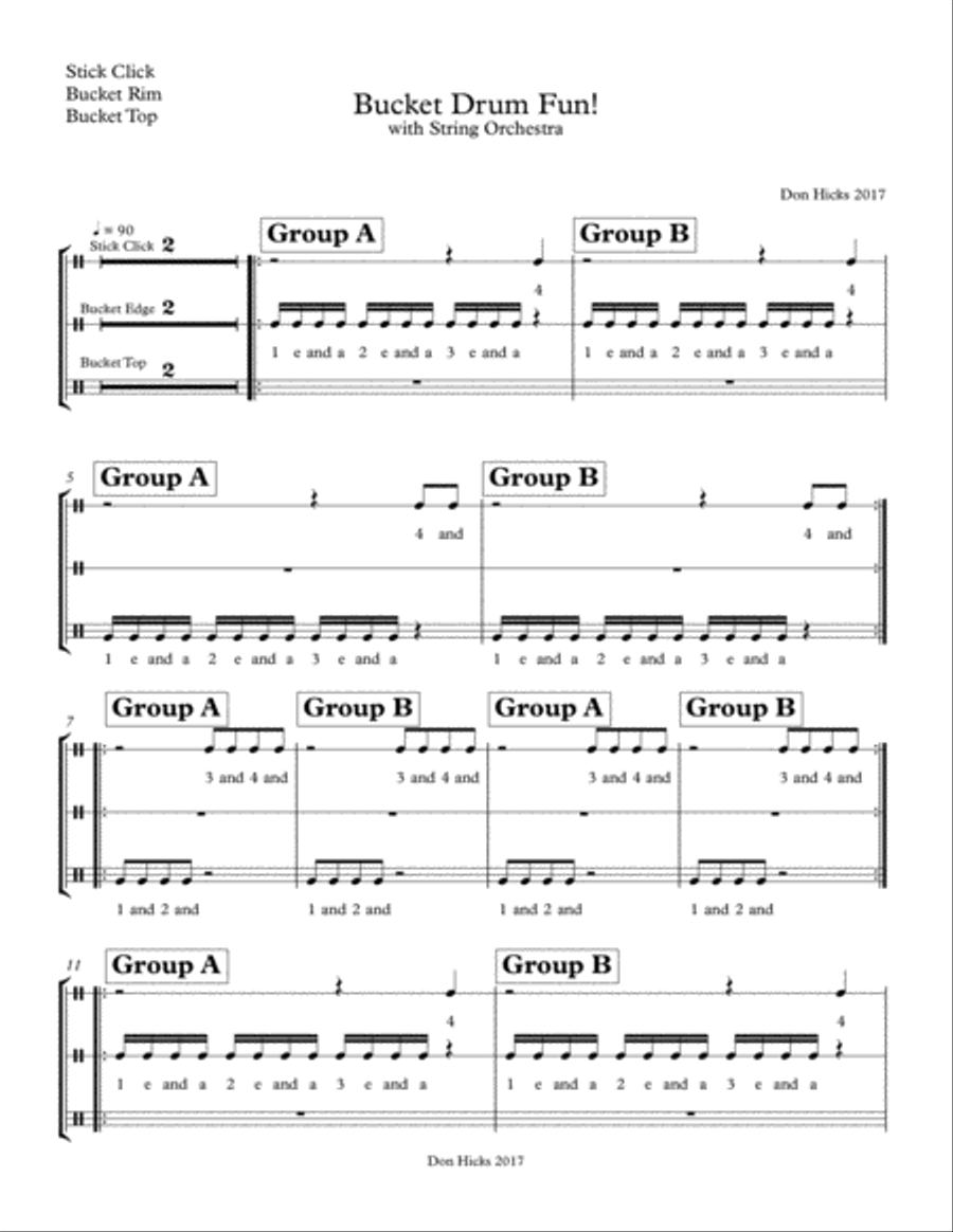Bucket Drum Fun with String Orchestra Percussion Ensemble scores gallery preview page 6