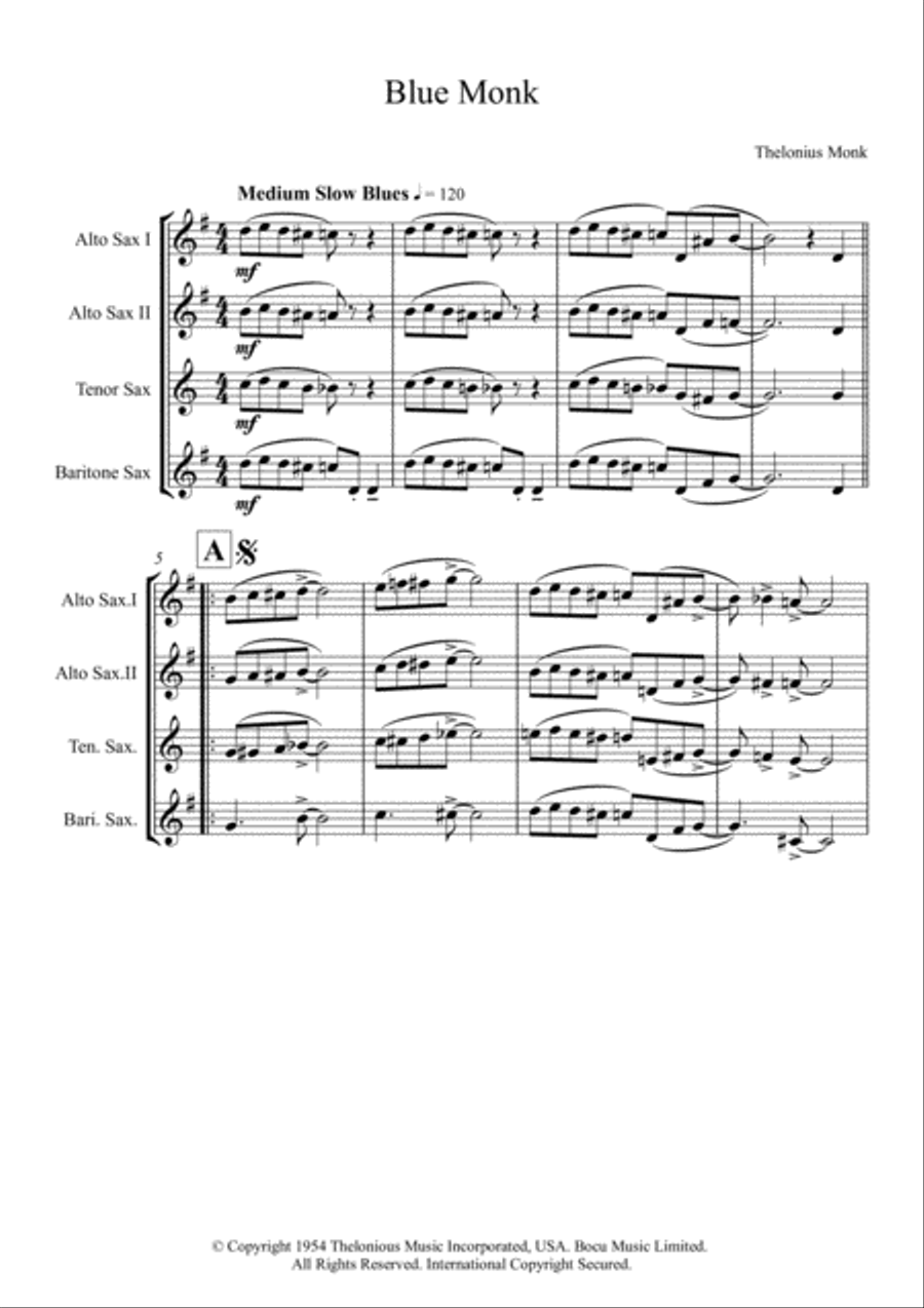 Blue Monk Woodwind Trio scores gallery preview page 2