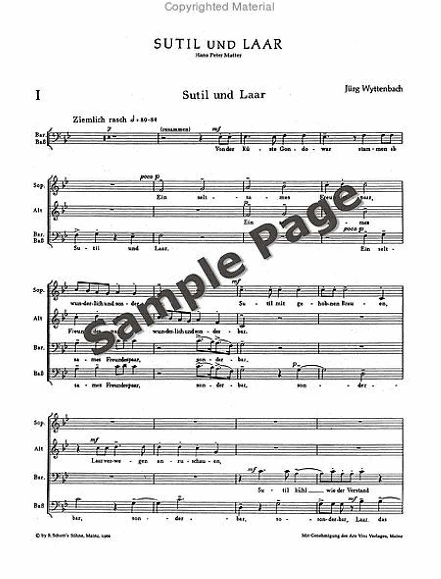 Wyttenbach J Sutil+laar Scherzlieder Mixed Choir scores gallery preview page 3