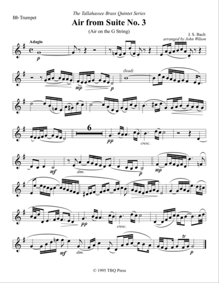Air from Suite No. 3 (Air on the G String) Brass Ensemble scores gallery preview page 2