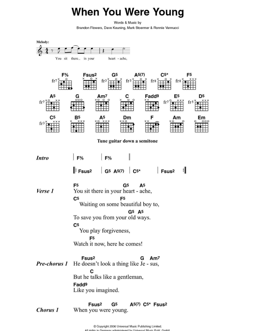 When You Were Young Easy Guitar scores gallery preview page 1