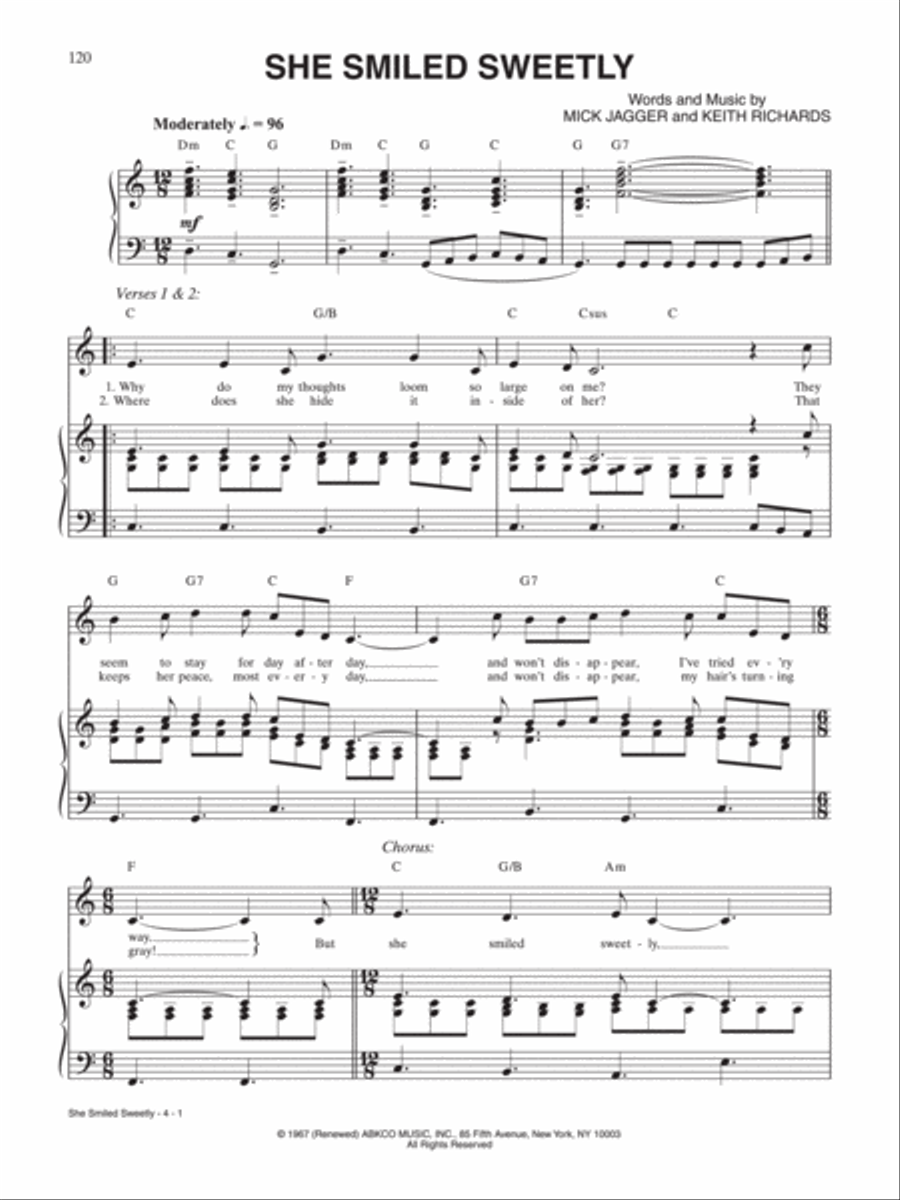 She Smiled Sweetly She Smiled Sweetly Piano, Vocal, Guitar scores gallery preview page 1