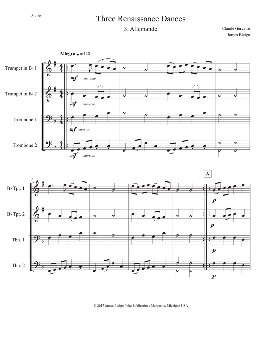 Three Renaissance Dances Three Renaissance Dances Brass Ensemble scores gallery preview page 5