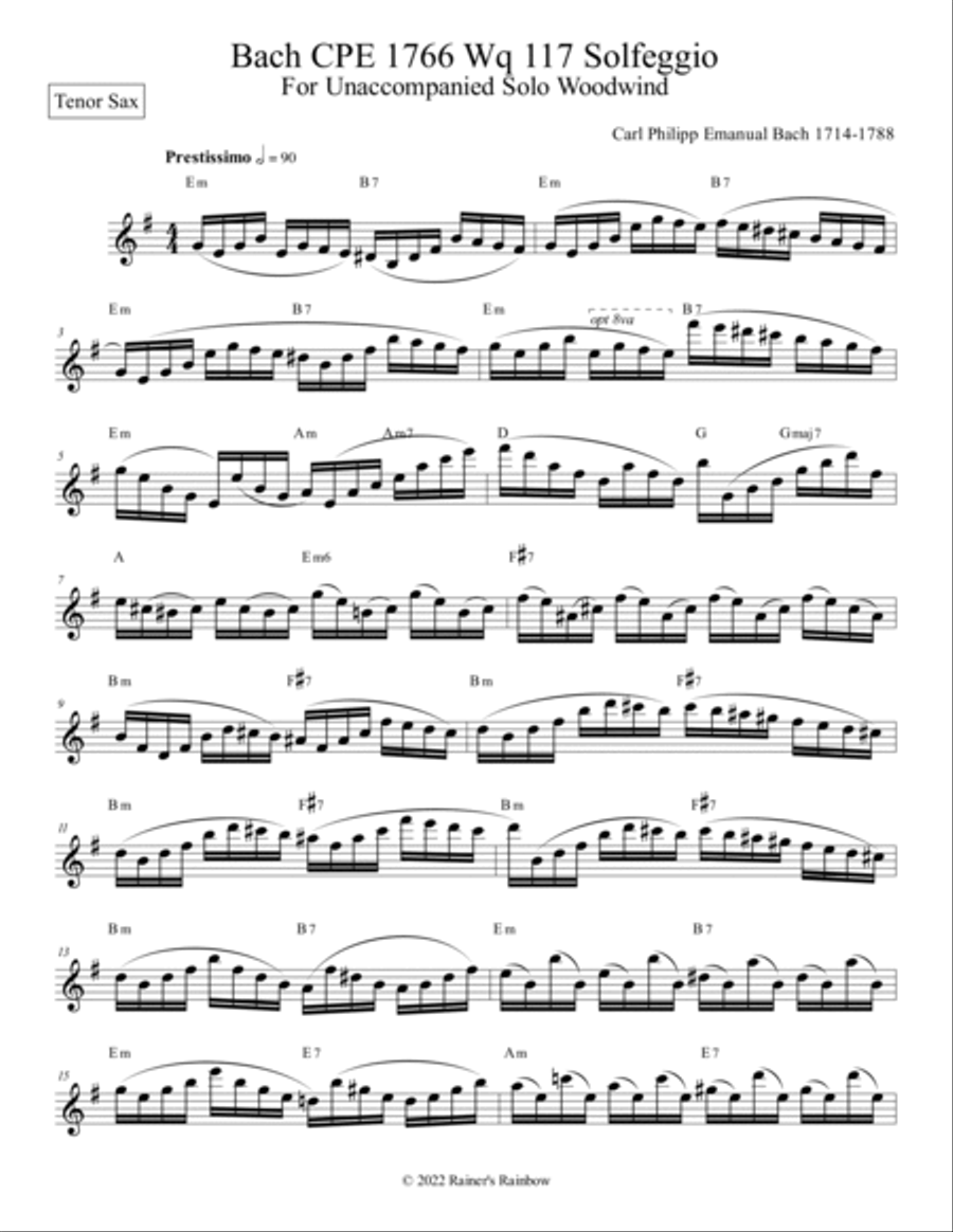 Bach CPE Solfeggio for Saxophone Alto Saxophone scores gallery preview page 3