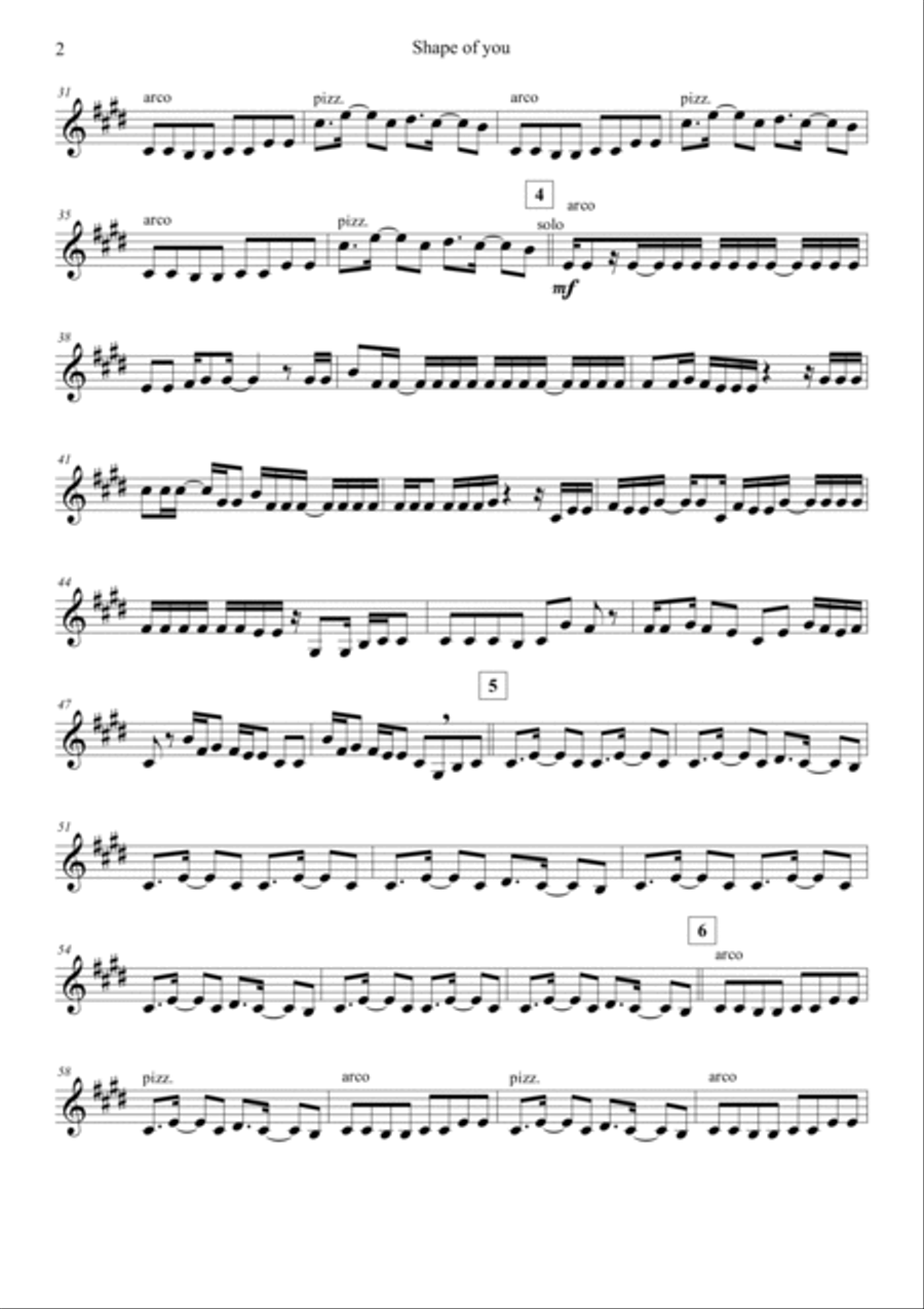 Shape Of You String Quartet scores gallery preview page 2