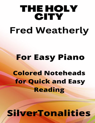 The Holy City Easy Piano Sheet Music with Colored Notation