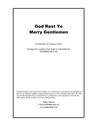 Book cover for God Rest Ye Merry Gentlemen - Country/Rock Band + Fiddle Arrangement (key of Em)