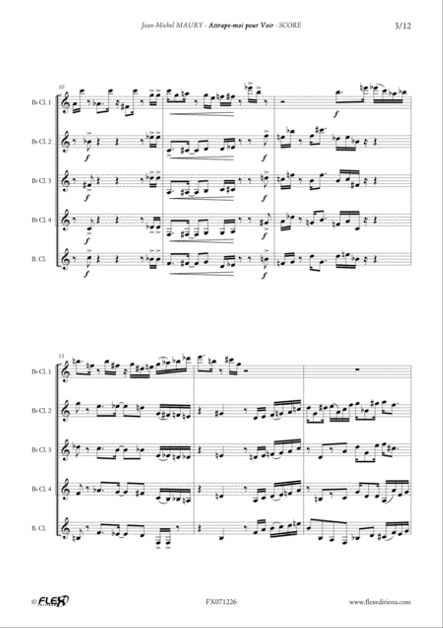 Attrape-moi pour Voir Clarinet Quintet scores gallery preview page 3