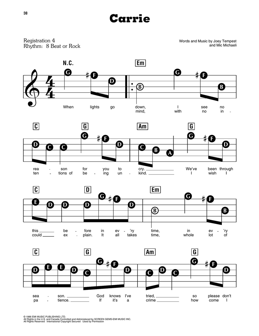 Carrie Electronic Keyboard scores gallery preview page 1