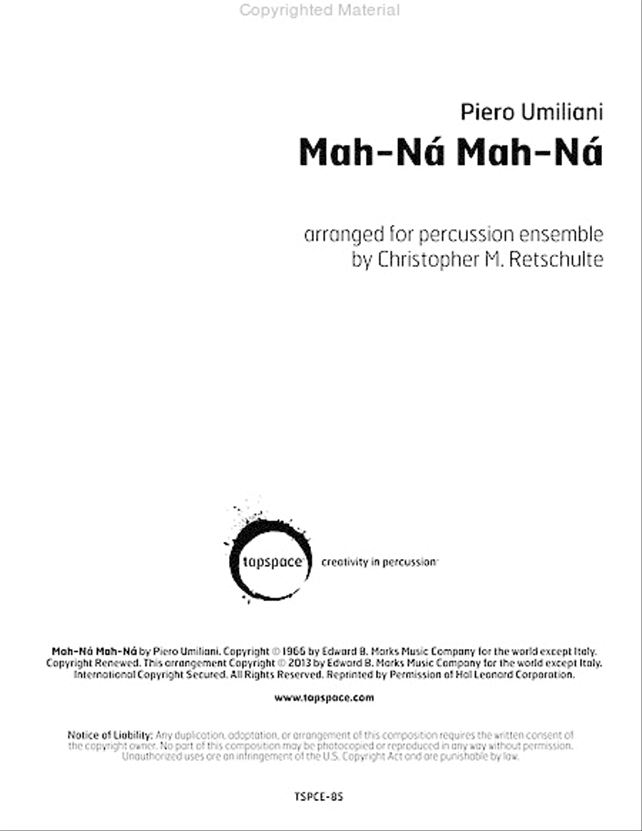 Mah-Na Mah-Na Percussion Ensemble scores gallery preview page 2