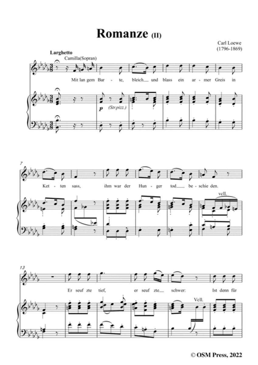 Loewe-Romanze(II),in b flat minor,for Voice and Piano