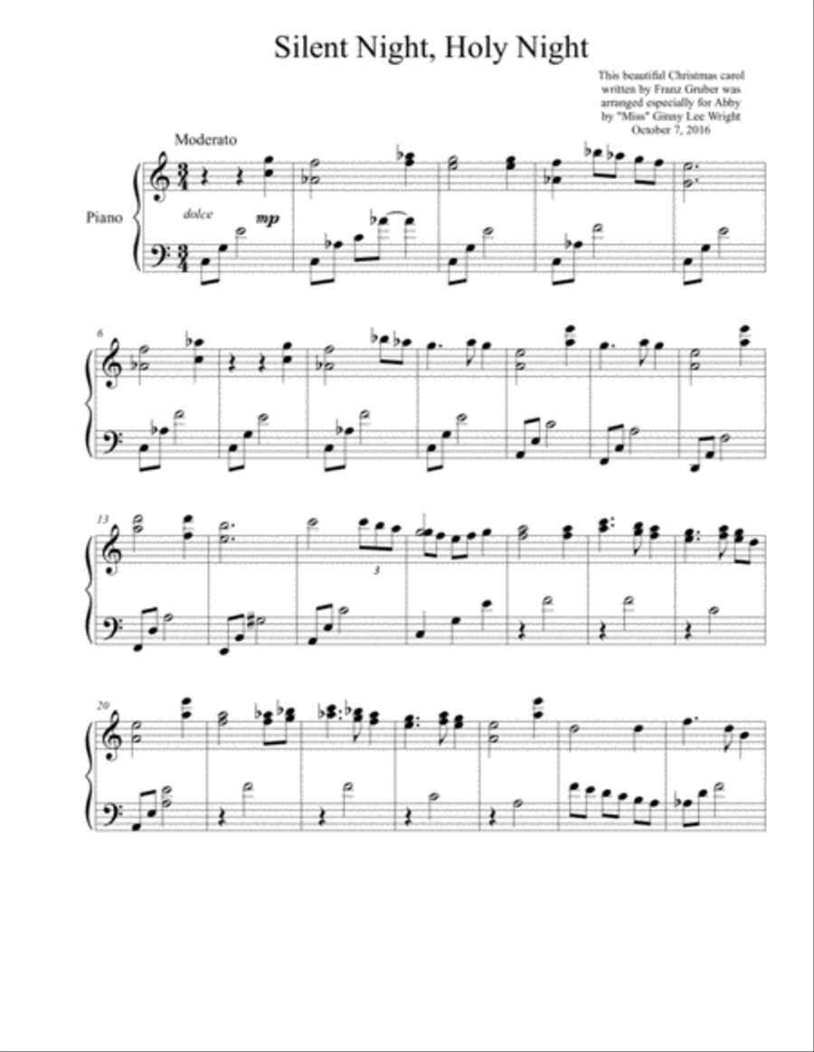 SILENT NIGHT HOLY NIGHT Piano Solo scores gallery preview page 1
