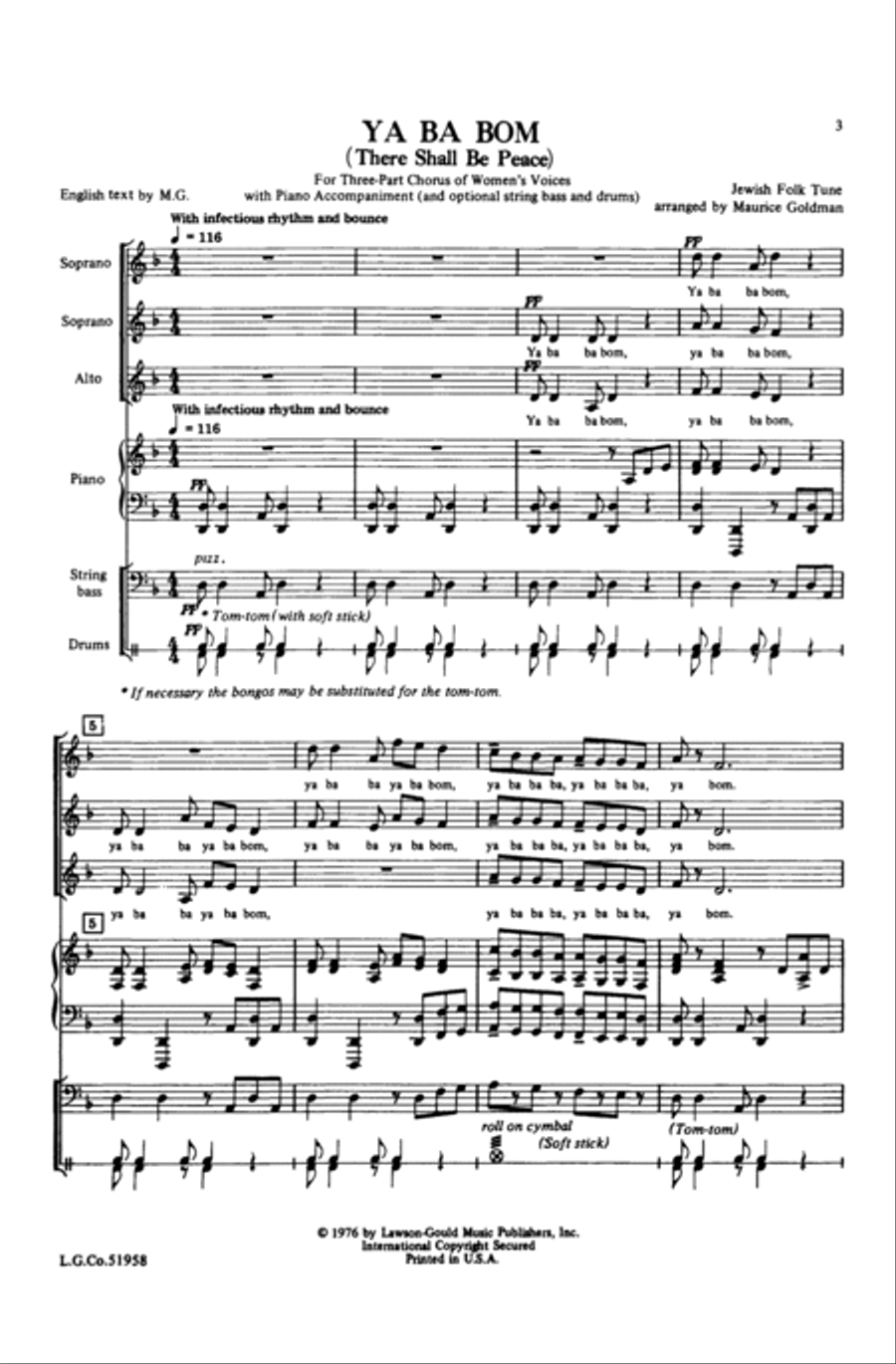 Ya Ba Bom Women's Choir scores gallery preview page 12