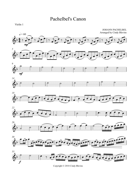 Pachelbel's Canon, for Violin Duet image number null